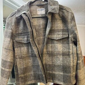 Old Navy Women's Utility Jacket in Gray Plaid